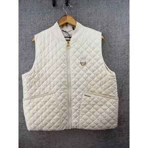 Barbour Women's Size 14Rosalie Gilet Quilted Vest Cream White Pockets NEW